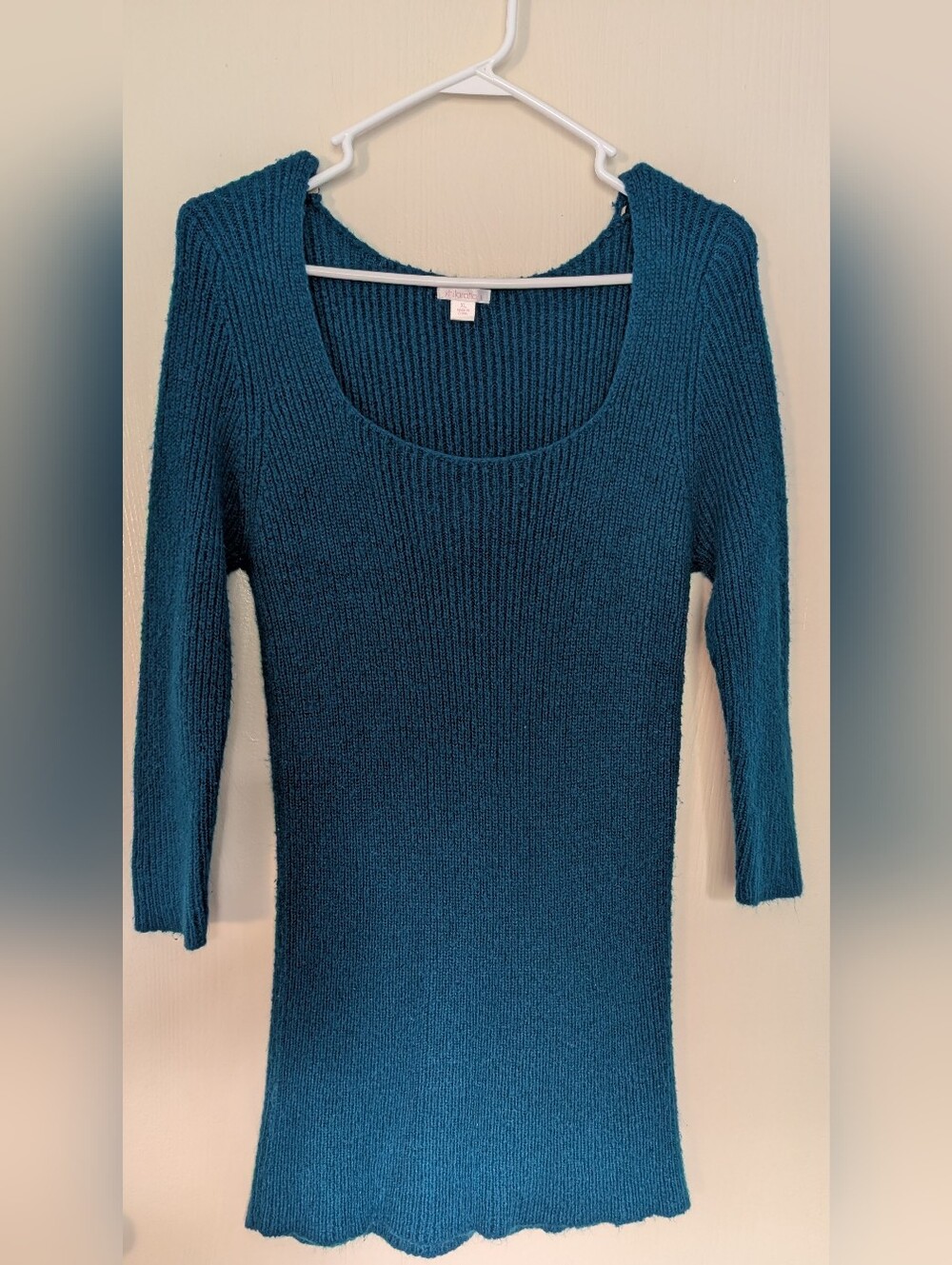 Xhilaration Teal Blue Ribbed Knit Scoop Neck Tunic Sweater XL